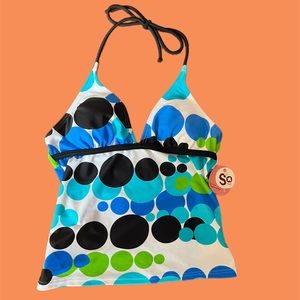 SO! NWT Polka Dot Swim Top Size S